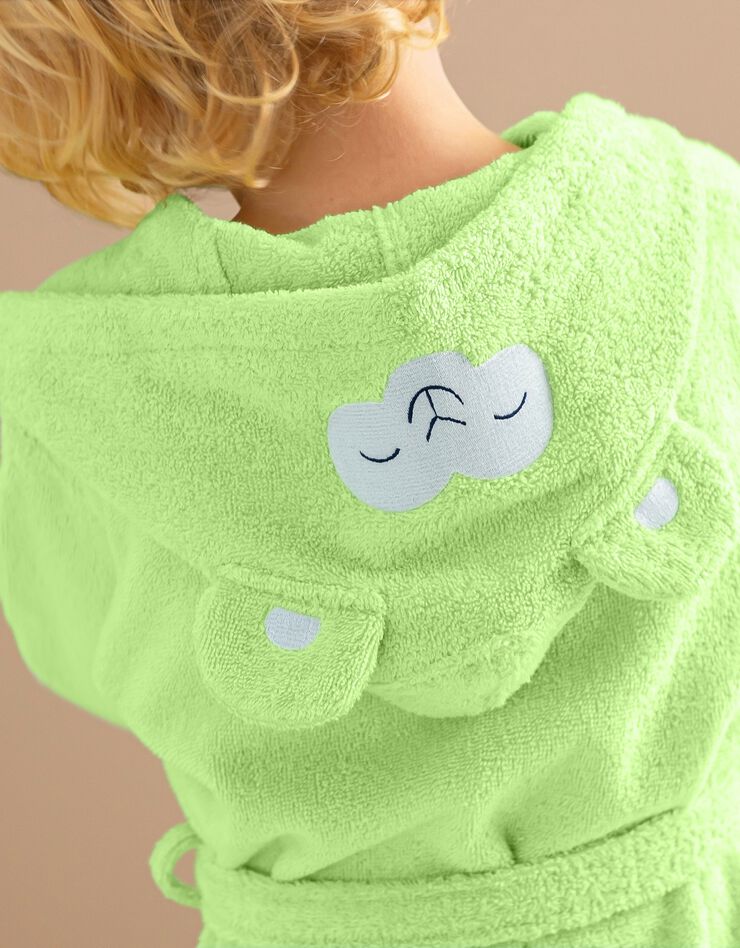Peignoir de bain enfant singe Kikou à capuche éponge coton - 380 g/m² (anis) Peignoir de bain enfant singe Kikou à capuche éponge coton - 380 g/m² (anis)