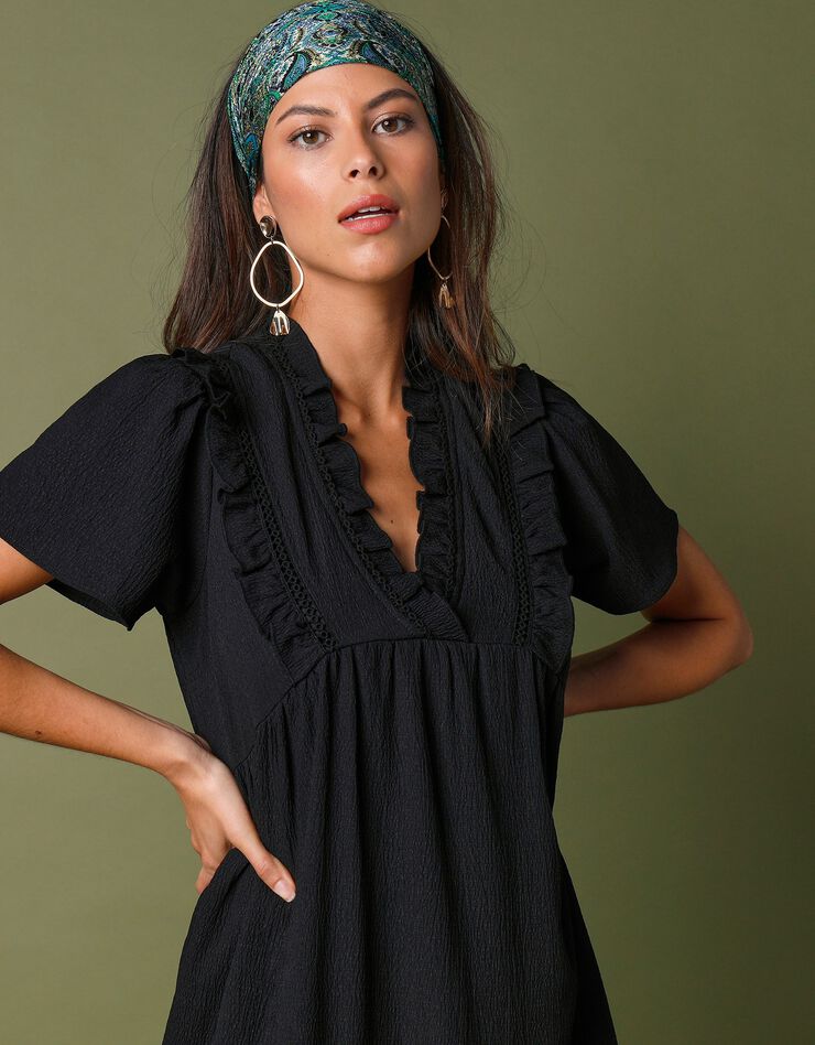 Robe longue encolure fantaisie  (noir)