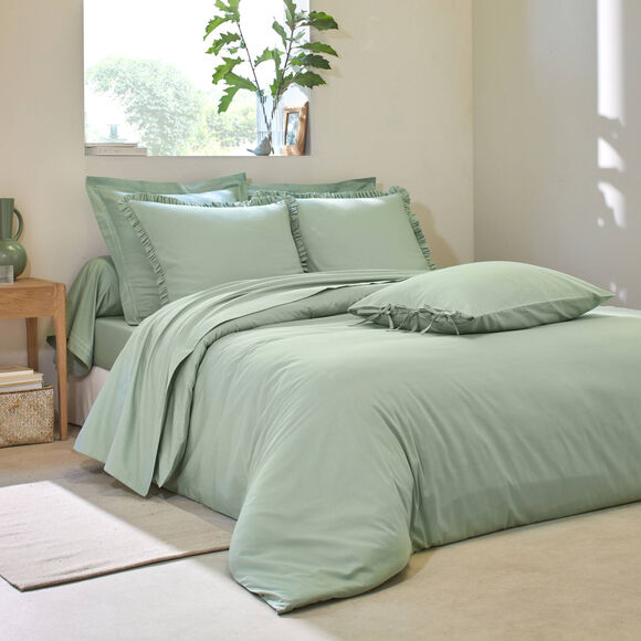 Linge de lit uni - percale de coton 72 fils/cm&sup2; (vert amande)