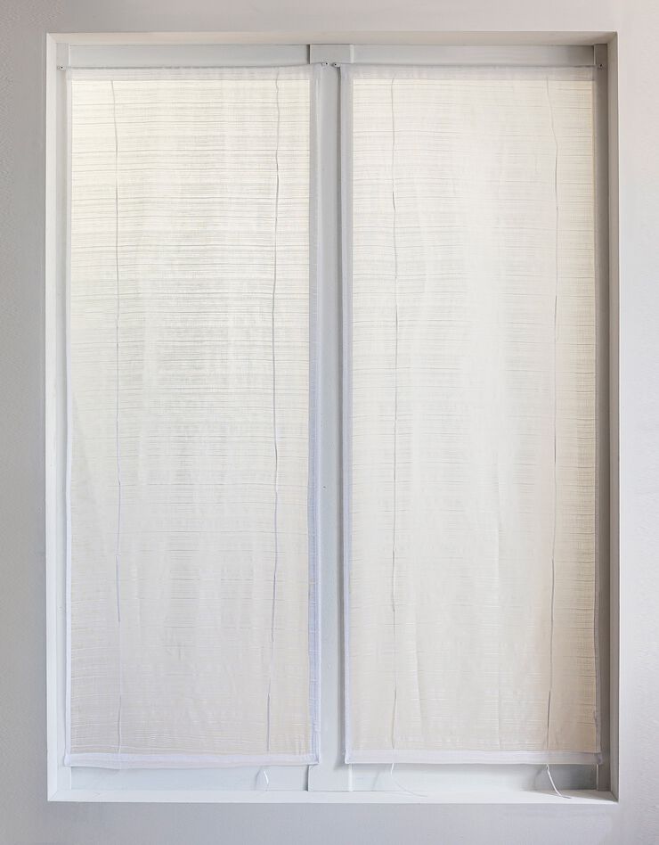 Vitrage voile fines rayures - la paire (blanc)