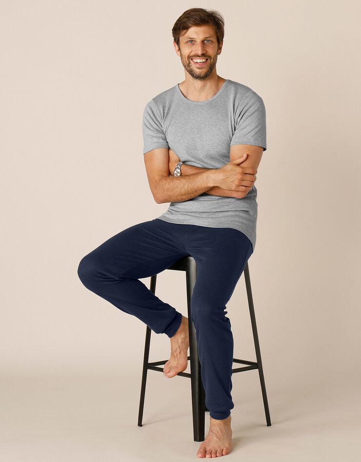 Tee-shirt sous-vêtement homme col rond manches courtes coton - lot de 2 (gris chiné)
