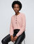 Pull loose col tunisien boutonn&eacute;, maille anglaise fils brillants (rose)