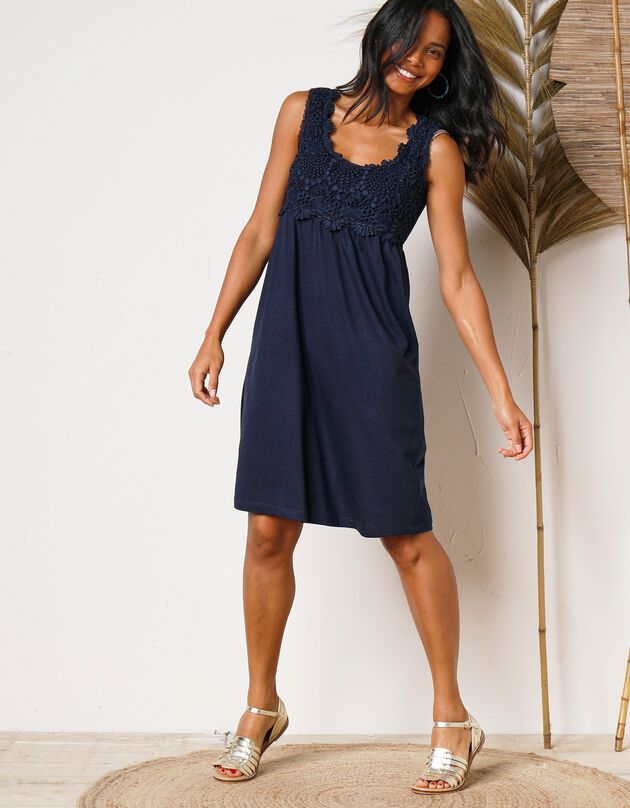 Robe plastron macramé (marine)
