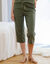 Pantacourt pyjama coton uni avec noeud imprim&eacute; floral (kaki)