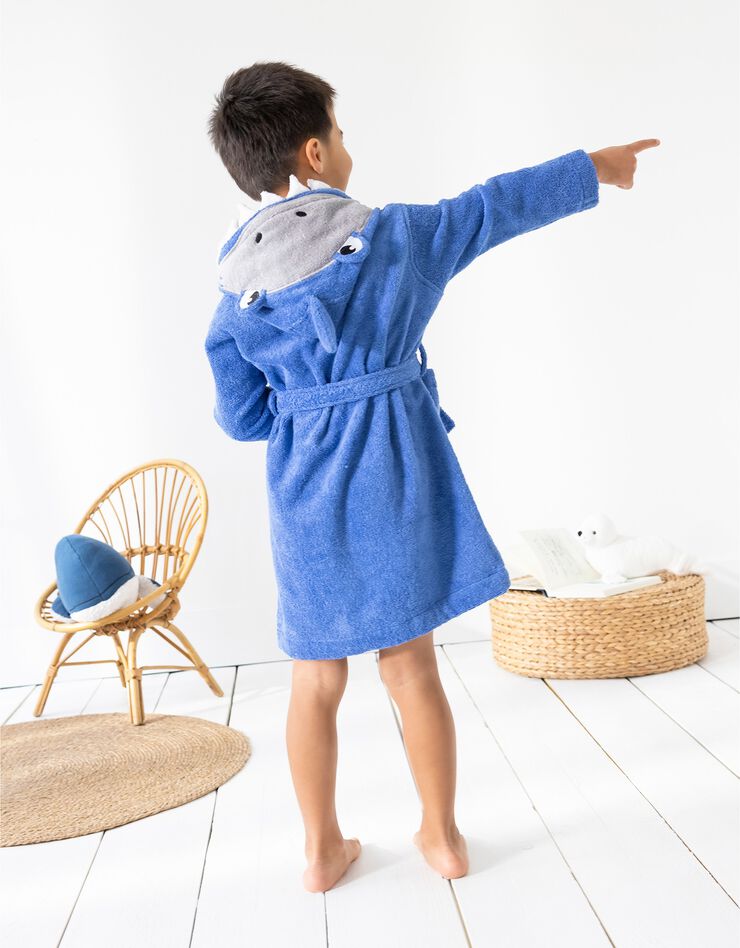 Peignoir de bain enfant requin éponge coton - 340g/m² (bleu dur) Peignoir de bain enfant requin éponge coton - 340g/m² (bleu dur)