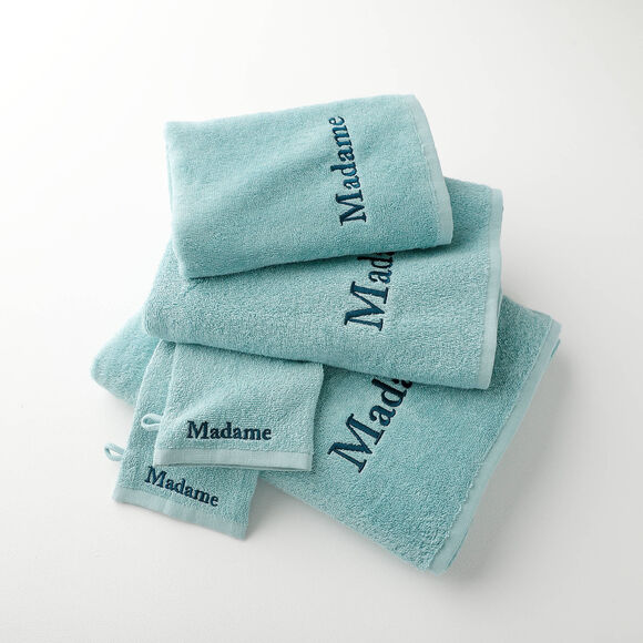 Collection serviettes de bain 420 g/m&sup2; brod&eacute;es "MADAME" (vert d'eau)