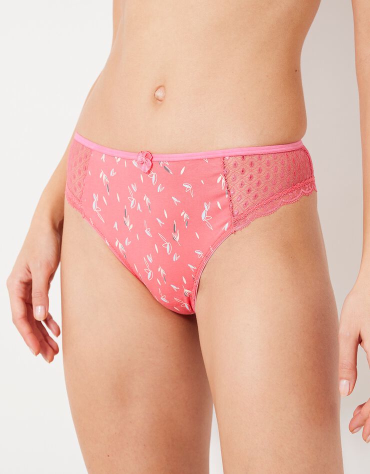 Culotte midi dentelle coton imprimé "feuilles" Tropea - lot de 4 (bleu + rose) Culotte midi dentelle coton imprimé "feuilles" Tropea - lot de 4 (bleu + rose)