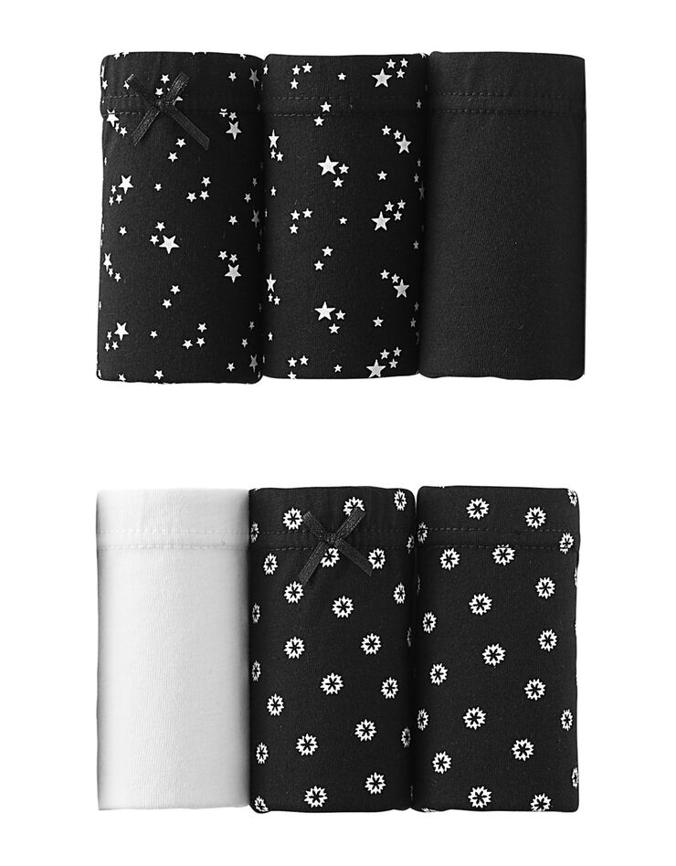 Culotte coton maxi imprimé étoiles - lot de 6 (noir / blanc)