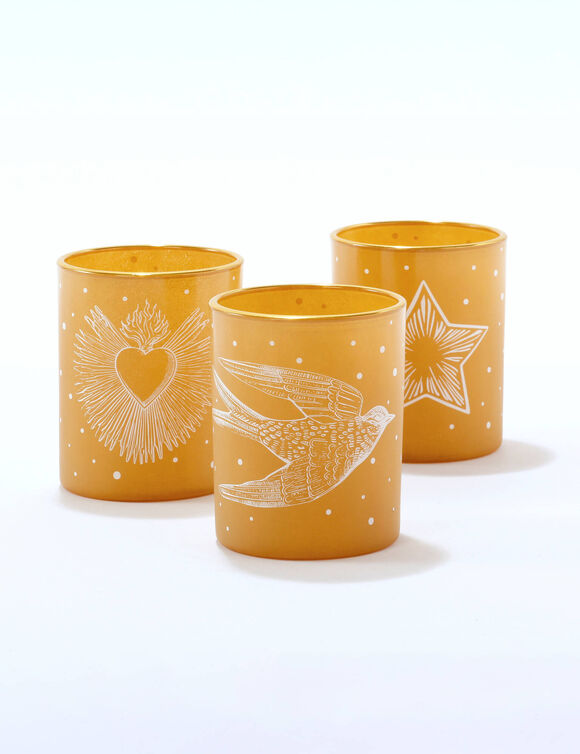 Photophore en verre - lot de 3 (doré)