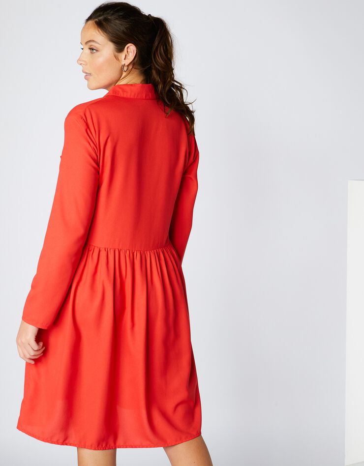 Robe chemisier unie, crêpe (capucine) Robe chemisier unie, crêpe (capucine)