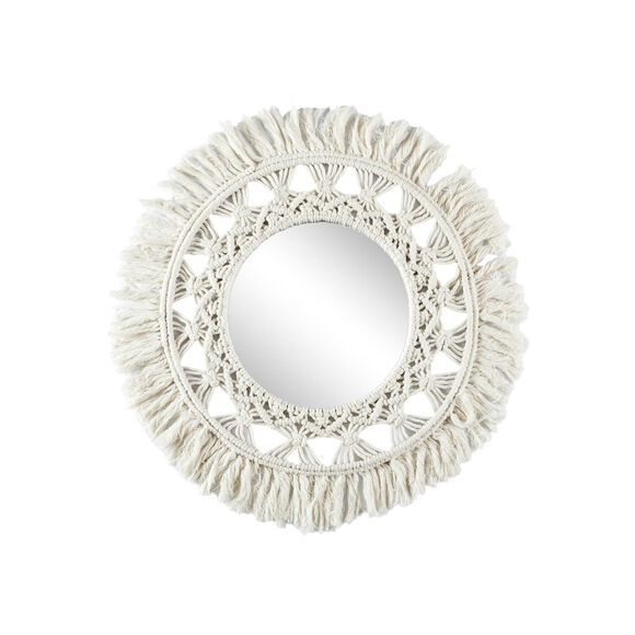 Grand miroir en macramé (naturel)