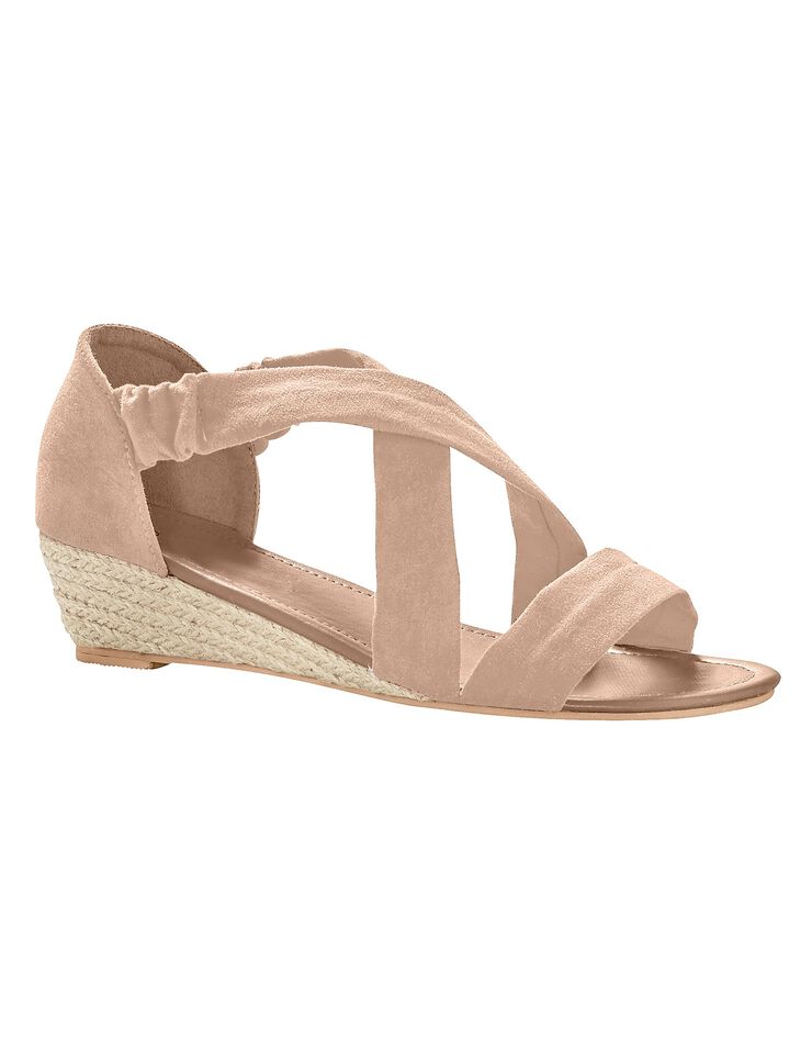 Sandales compensées dessus suédine (beige) Sandales compensées dessus suédine (beige)