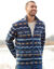 Blouson imprimé zippé maille micropolaire (bleu / beige)