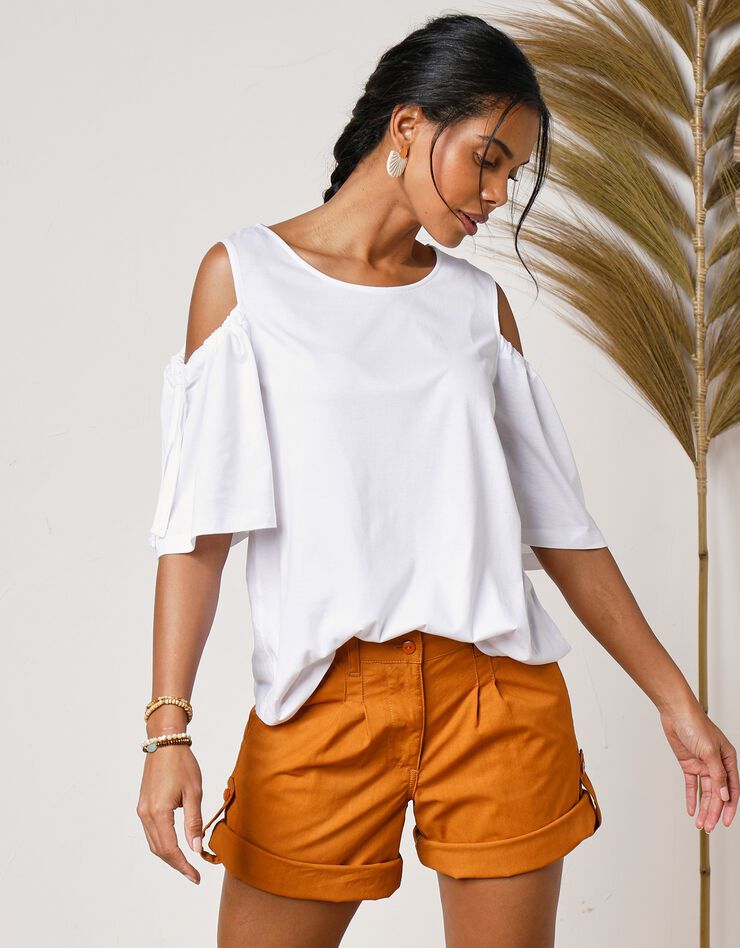 Tee-shirt épaules dénudées (blanc) Tee-shirt épaules dénudées (blanc)