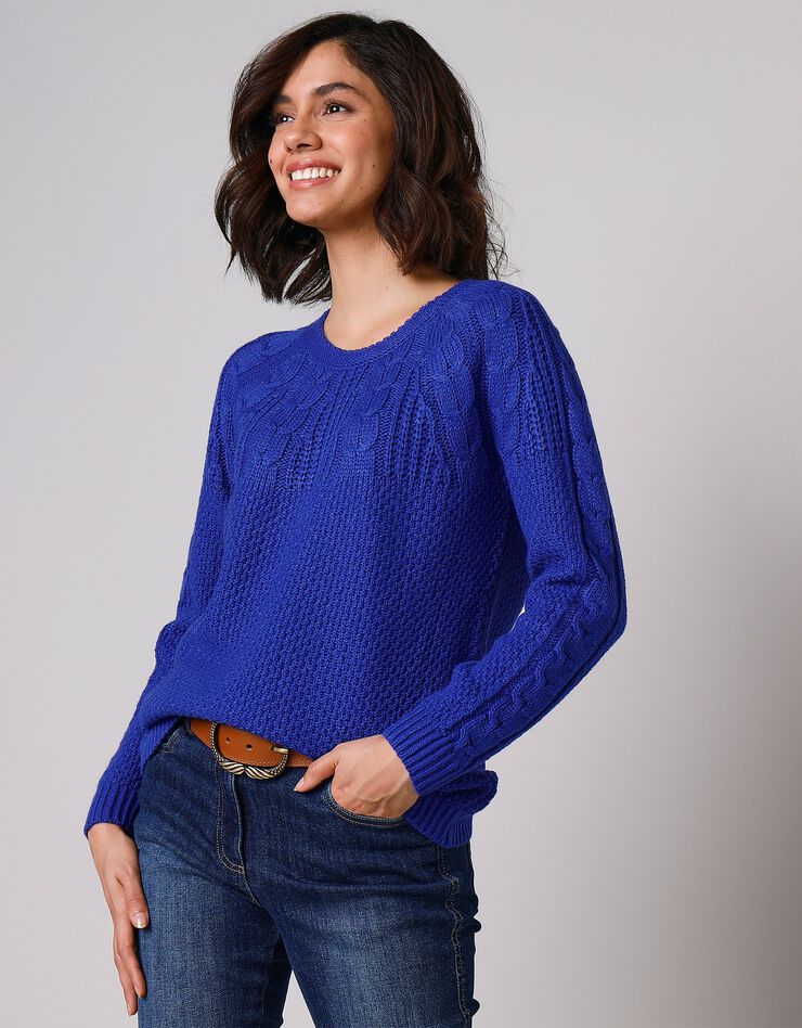 Pull en maille torsadée (bleu dur) Pull en maille torsadée (bleu dur)