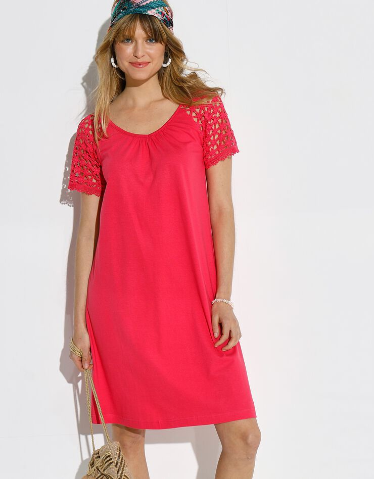 Robe maille manches courtes macramé (grenadine) Robe maille manches courtes macramé (grenadine)