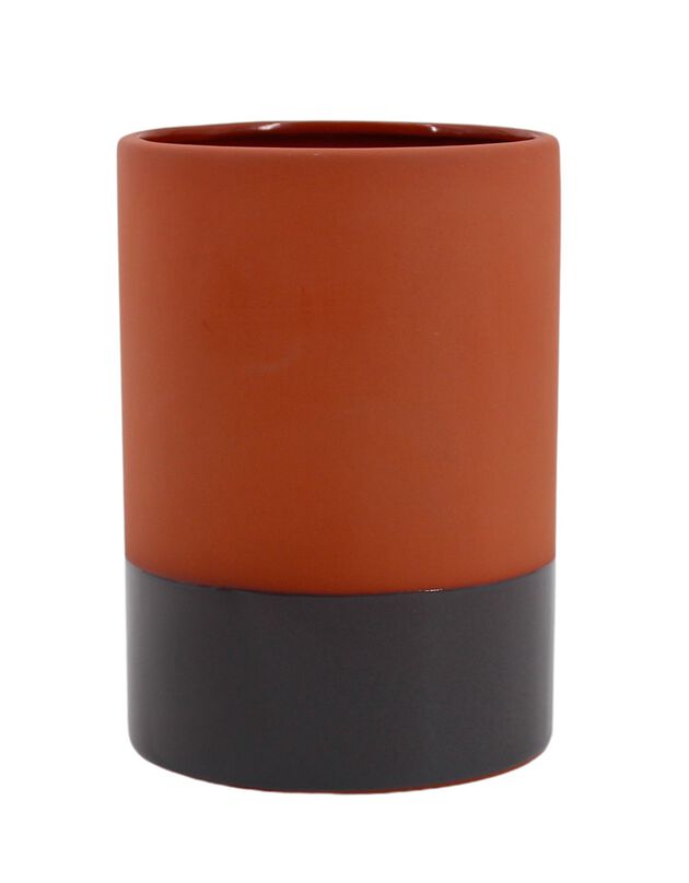 Vase cylindrique en céramique, bicolore - hauteur 17 cm (noir)