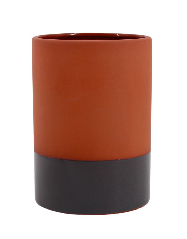 Vase cylindrique en céramique, bicolore - hauteur 17 cm (noir)