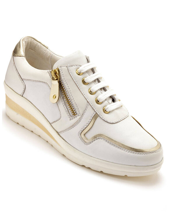 Derbies &agrave; lacets, petit compens&eacute; (blanc)