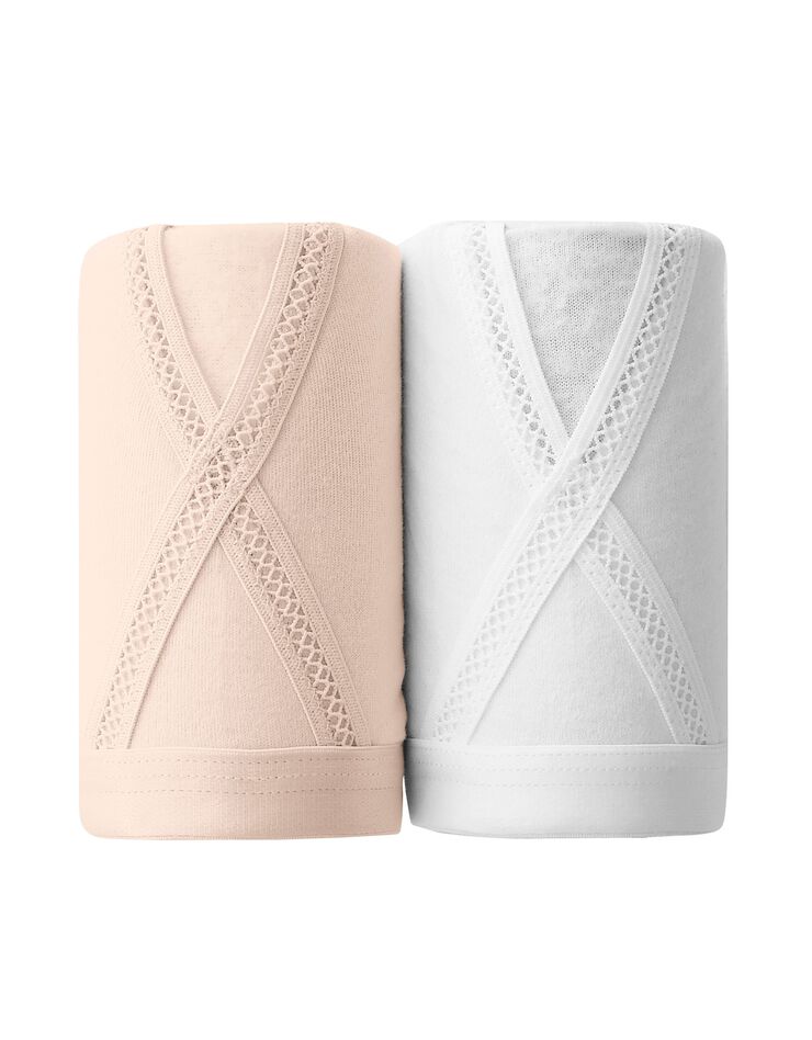 Soutien-gorge rubans croisés sans armatures - lot de 2 (peau + blanc) Soutien-gorge rubans croisés sans armatures - lot de 2 (peau + blanc)