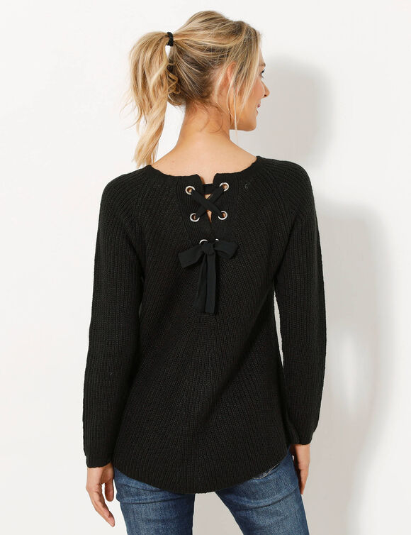 Pull dos lacé (noir)