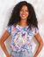 T-shirt imprimé tropical (blanc / violet)