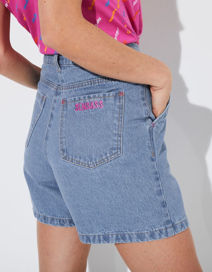 Short en jean taille haute collection Lulu la nantaise (bleached) Short en jean taille haute collection Lulu la nantaise (bleached)