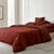 Linge de lit uni bicolore coton (cannelle / terracotta)