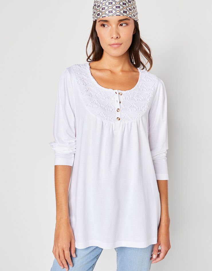 Tee-shirt macramé manches longues (blanc) Tee-shirt macramé manches longues (blanc)