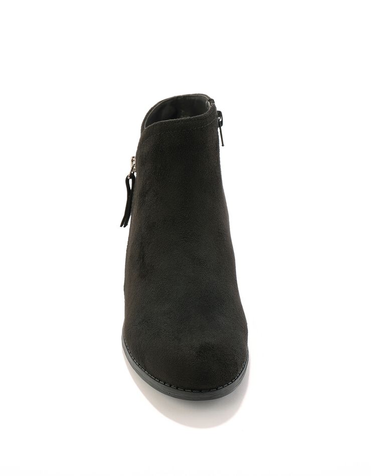 Low-boots zippées à surpiqûres fantaisie effet suédine (noir)