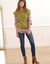 Pull torsadé sans manches, épaules tombantes (vert mousse)