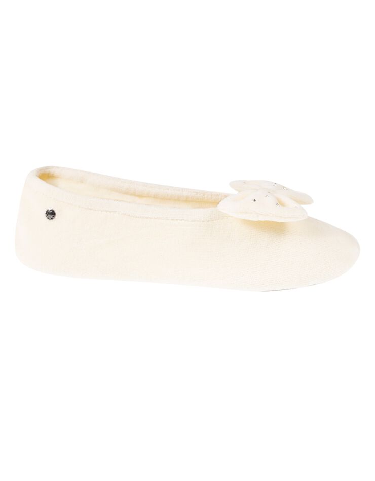 Chaussons ballerines velours noeud strass (ivoire) Chaussons ballerines velours noeud strass (ivoire)