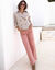 Pantalon couleur coupe large 5 poches (bois de rose)