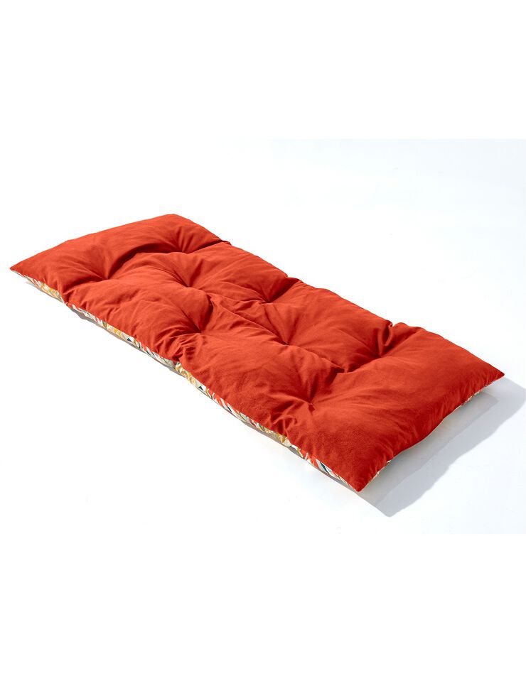 Long coussin de sol imprimé feuillage (vert / rouge)