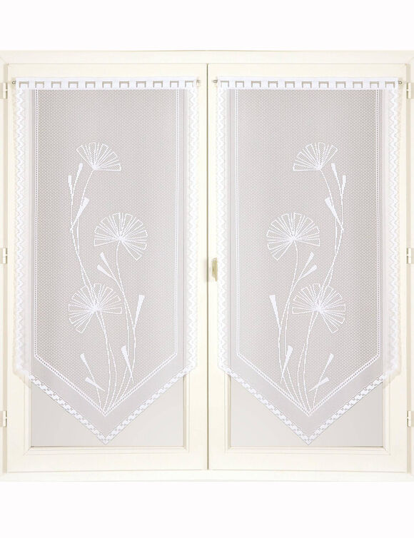 Vitrage Pissenlits finition en pointe - la paire (blanc)