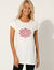 T-shirt tunique, imprimé placé (écru / rose)