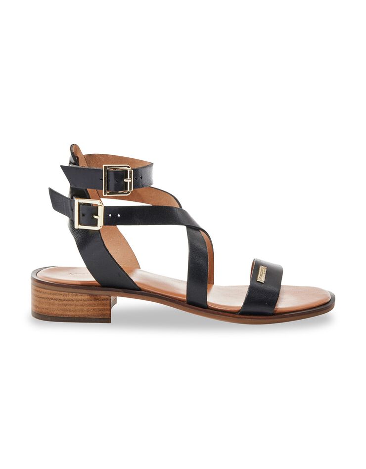 Sandales double bride cheville en cuir Hocean (noir)
