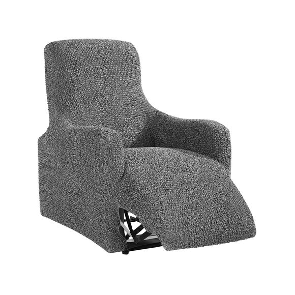 Housse bi-extensible imprimée gaufrée pour fauteuil relax (gris)