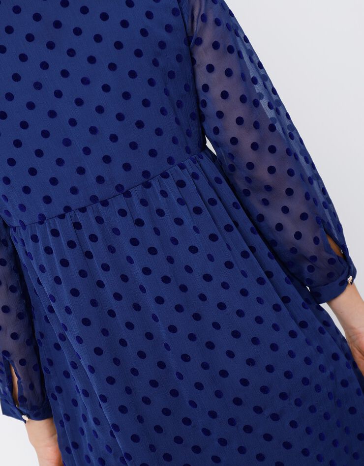 Robe plumetis manches 7/8ème (bleu nuit) Robe plumetis manches 7/8ème (bleu nuit)