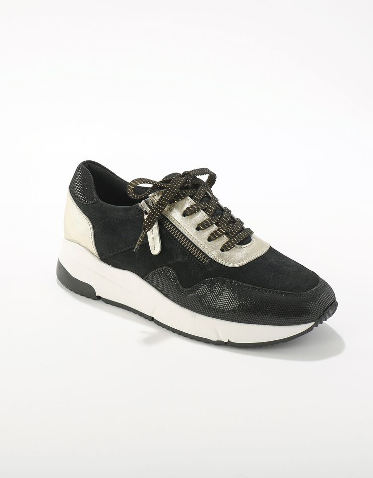 Sneakers à lacets zippées en cuir (noir) Sneakers à lacets zippées en cuir (noir)