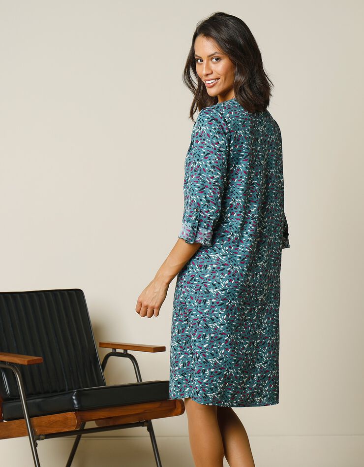 Robe-housse col zippé imprimé minimaliste (vert grisé) Robe-housse col zippé imprimé minimaliste (vert grisé)