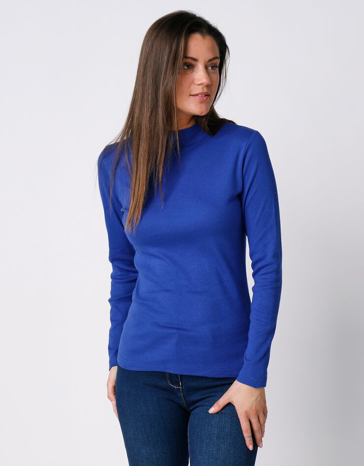 Tee-shirt col montant manches longues (bleu dur) Tee-shirt col montant manches longues (bleu dur)