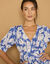 Robe longue imprimée, évasée (bleu)