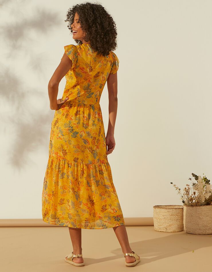 Robe longue voile imprimé (miel) Robe longue voile imprimé (miel)