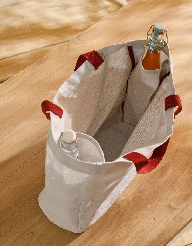 Cabas de courses avec compartiments bouteilles - collection upcycling (gris chiné) Cabas de courses avec compartiments bouteilles - collection upcycling (gris chiné)
