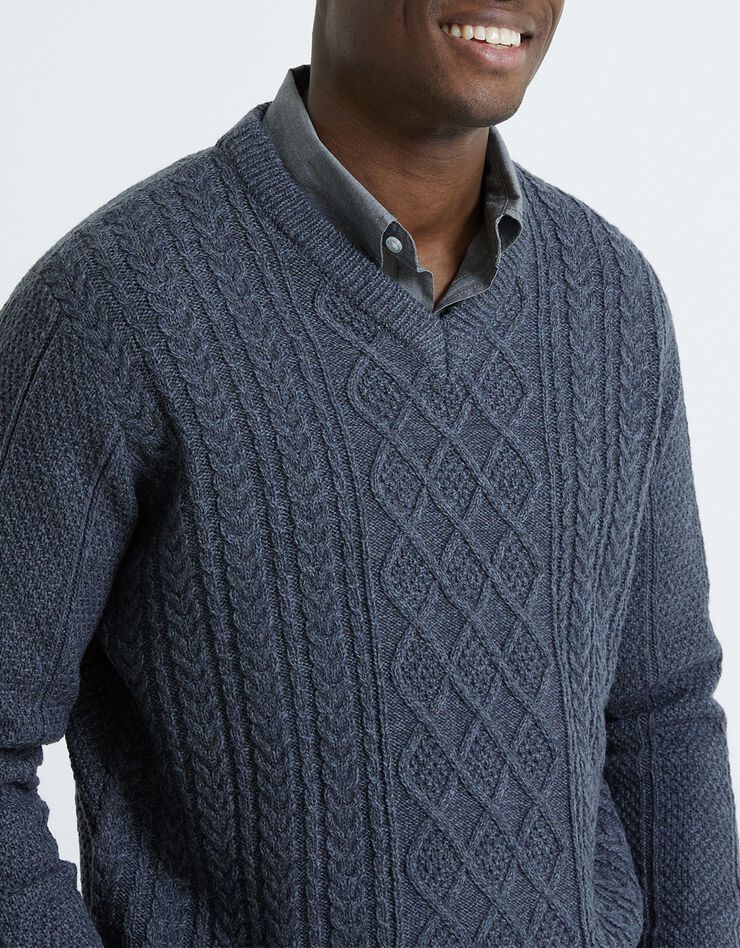 Pull irlandais col V (anthracite chiné) Pull irlandais col V (anthracite chiné)