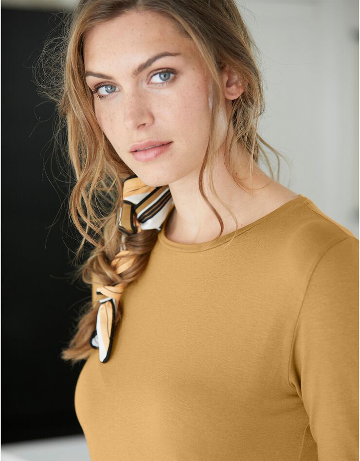 Tee-shirt uni col rond viscose stretch (curry) Tee-shirt uni col rond viscose stretch (curry)