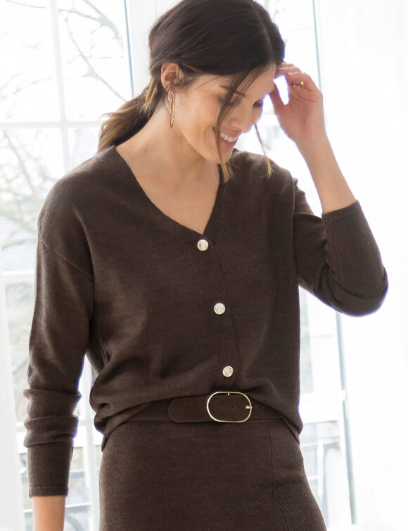 Gilet à boutons officier, volume loose (chocolat)