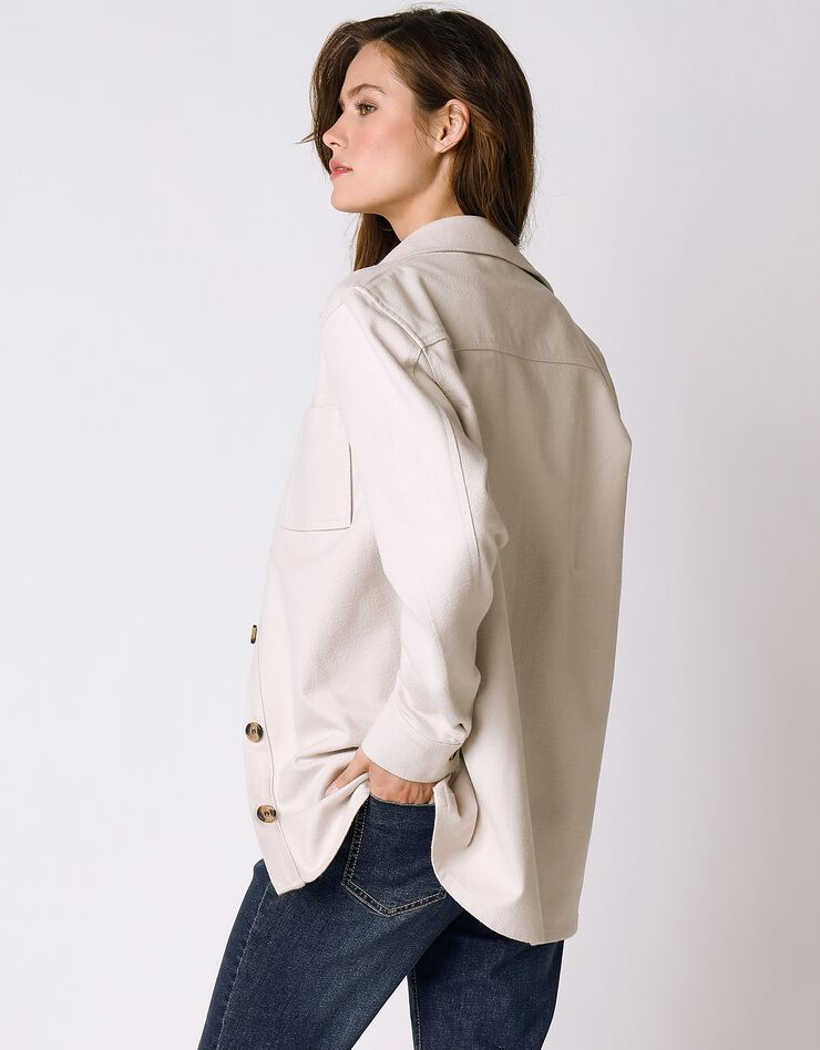 Veste surchemise boutonnée (beige)