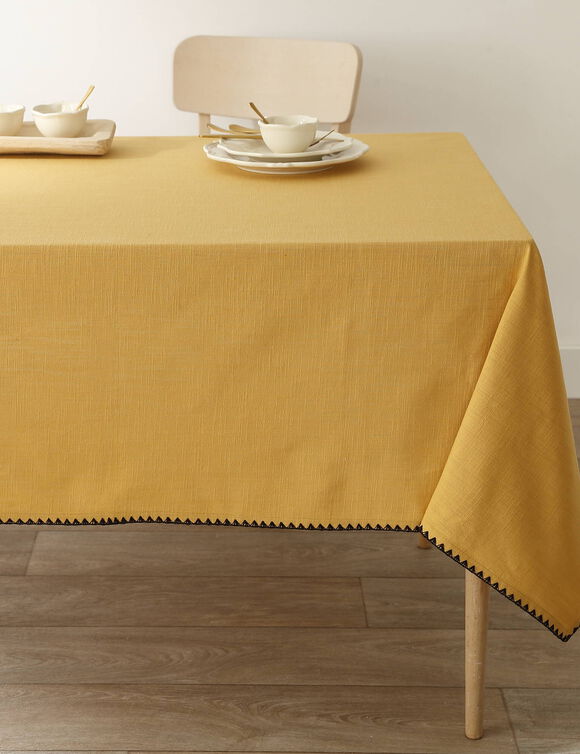 Nappe unie coton finition fantaisie (miel)